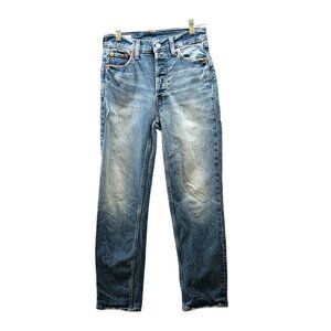 Gap Cheeky Straight High Rise Jean Womens 25 Blue Light Wash Button Fly Stretch